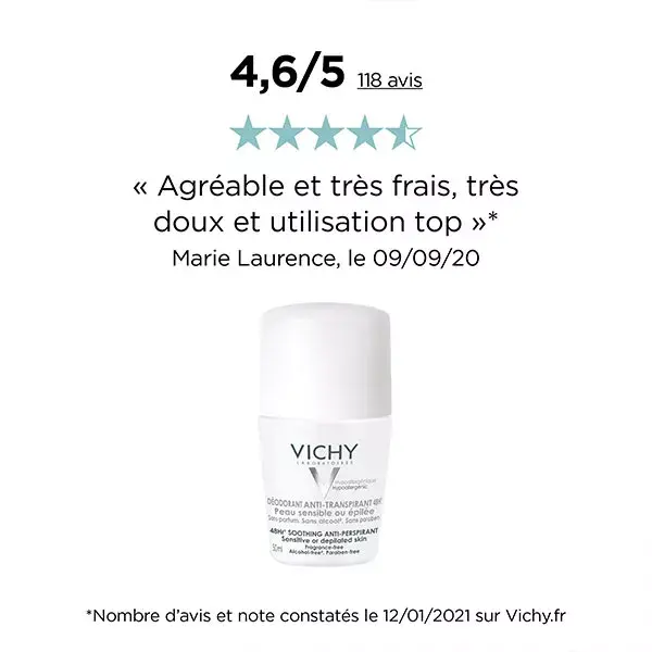 Vichy Déodorant Anti-Transpirant Peaux Sensibles Roll-On 50ml