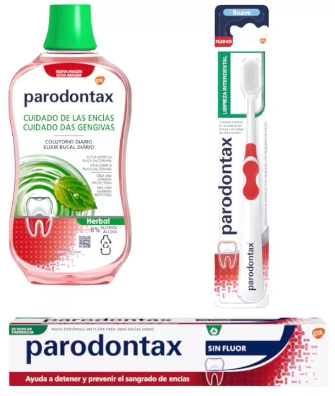 Parodontax Herbal Fresh Zahnpasta 75 ml + Bürste + Mundwasser 500 ml