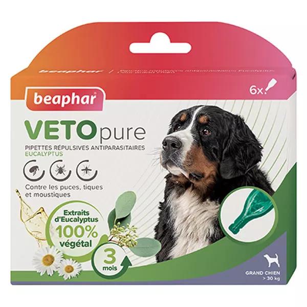 Beaphar Vetopure Pipettes Répulsives Antiparasitaires Grands Chiens 6 pipettes de 2ml