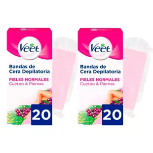 Veet Gesichts-Enthaarungswachsstreifen für normale Haut, 2 x 20 Einheiten