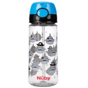 Nûby Tritan Mug with Push Button and Soft Straw 540 ml Blue