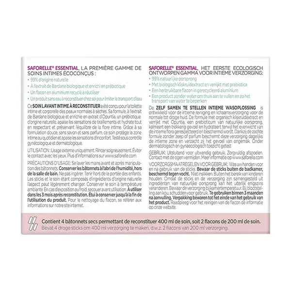 Saforelle® Essential  - Soin Lavant Intime Hydratant à Reconstiuer - Boîte de Recharge