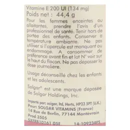 Solgar Vitamine E 200 UI 50 softgels végétales