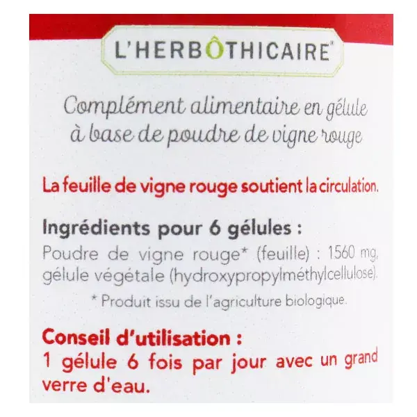 L'Herbôthicaire Red Vine Organic 60 capsules