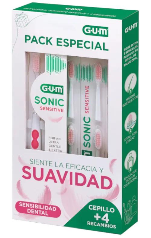 Gum Sonic Sensitive Zahnbürste + 4 Nachfüllpackungen Spezialpaket