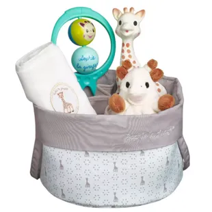 Sophie la girafe Cesta de regalo: Sophie la girafe, Doudou, Muselina y Sonajero Swing +0m