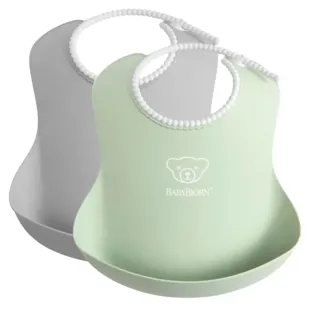 BabyBjörn Bibs Grey/Pastel Green 2 pcs