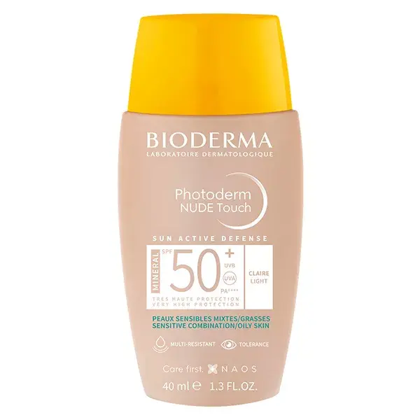 Bioderma Photoderm Nude Touch Crème Solaire minérale Teinte Claire SPF50+ 40ml