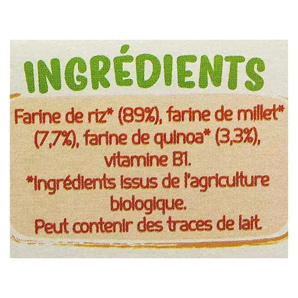 France Bébé Nutrition 3 Céréales en Poudre Riz Millet Quinoa +4m Bio 200g