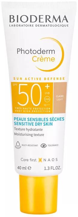 Bioderma Photoderm creme peles Sensíveis e Secas cor Claro SPF50+ 40 ml