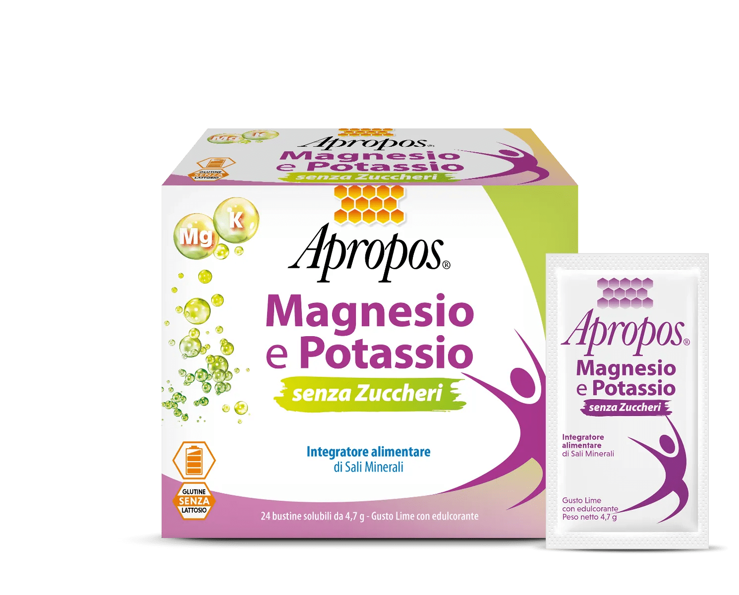 Apropos Magnesio e Potassio Senza Zuccheri Integratore di Sali Minerali 24 Bustine