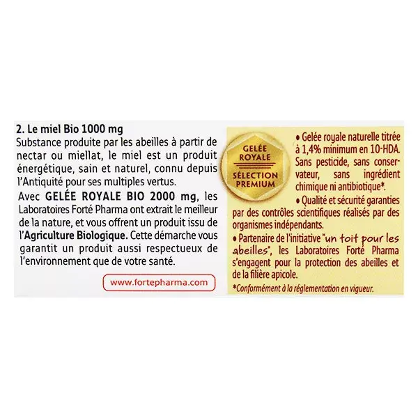 Forté Pharma Forté Royal Gelée Royale 2000 mg Bio 20 ampoules Fatigue & Défenses