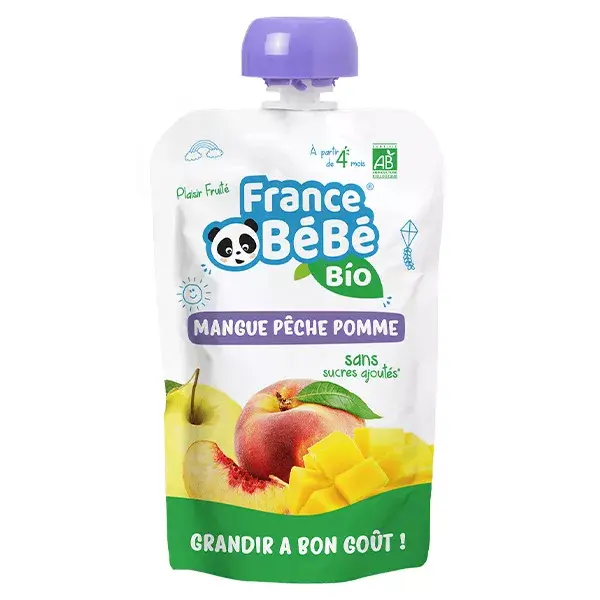 France Bébé Nutrition Gourde Mangue Pêche Pomme +4m Bio 100g