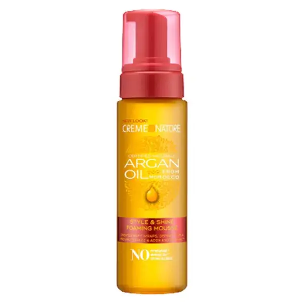 Creme of nature, Argan, Mousse Style and Shine sans sulfate, 207ml