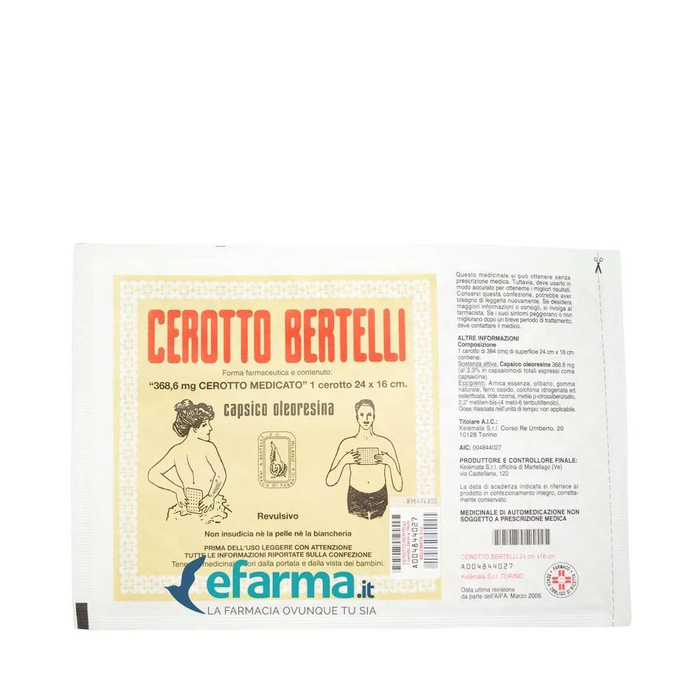 Cerotto Bertelli Grande 24 X 16 cm 368,6 mg Capsico Oleoresina 1 cerotto