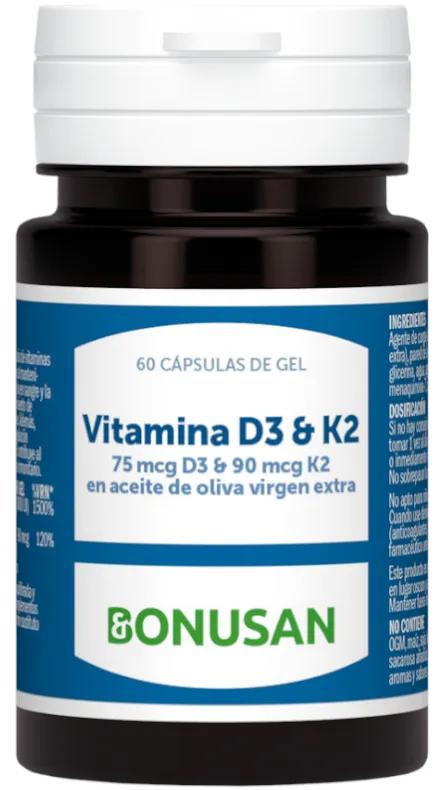 Bonusan Vitamine D3 &amp; K2 60 Gélules