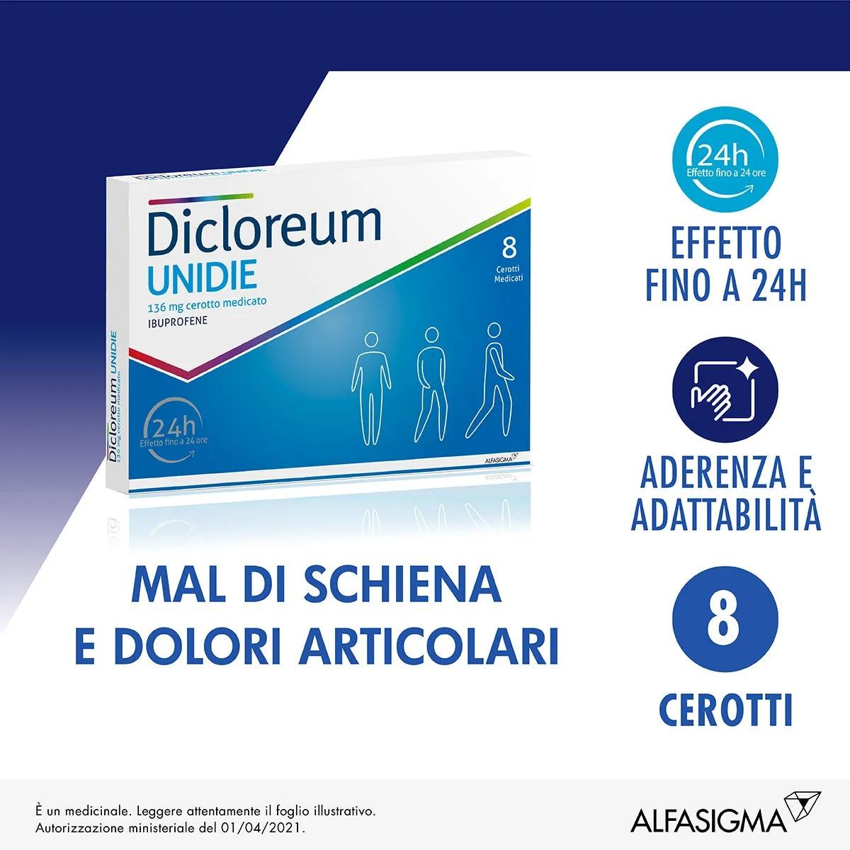 Dicloreum Unidie 136 mg 8 Cerotti Medicati