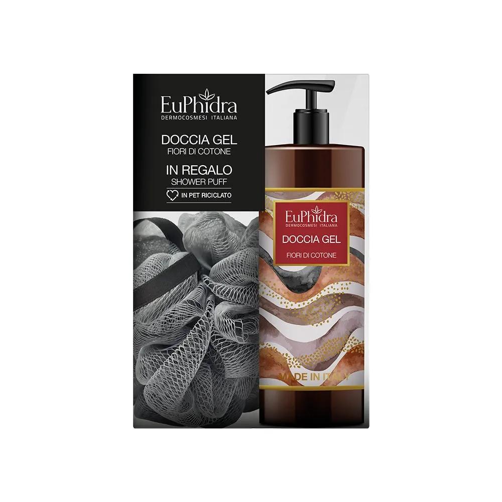 Euphidra Cofanetto Fiori di Cotone Doccia Gel + Shower Puff in Omaggio