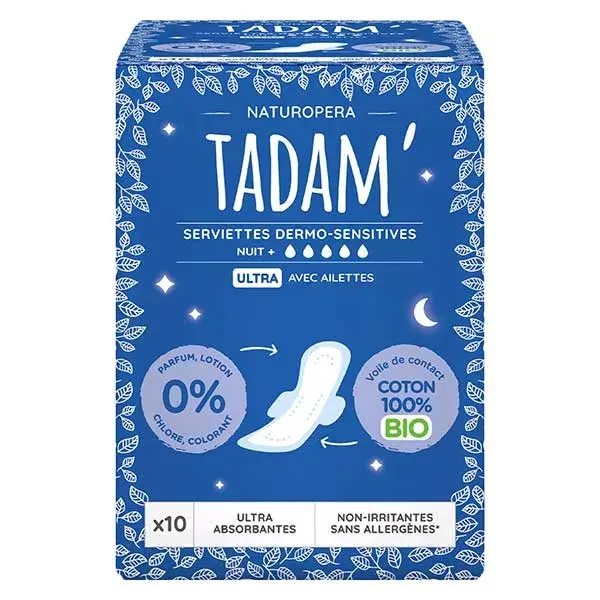 Tadam' Igiene Femminile Assorbenti Dermo-Sensitive Ultra Notte 10 unità