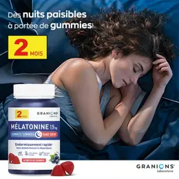 GRANIONS - Gummies Melatonine Sommeil 1,9 mg - Sans Sucres - FORMAT 2 MOIS