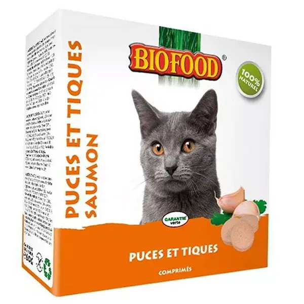 Biofood Chat  Anti Puces et Tiques au Saumon 100 comprimés