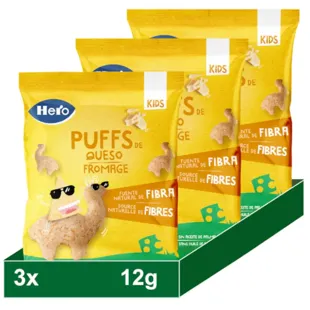 Hero Snacks Puffs en Forma de Llama Sabor Queso +36m 3x12 gr