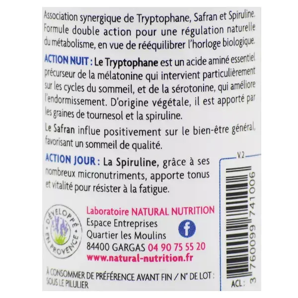 Natural Nutrition Spirulina Phycospir Bio + Triptofano Integratore Alimentare 60 capsule