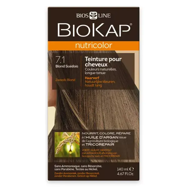 Biokap Nutricolor Teinture pour Cheveux 7.1 Blond Suédois 140ml