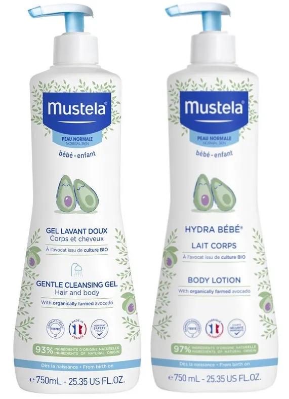 Imagen de Mustela Gel de Baño Suave 750 ml +  Hydra-Bebé Leche Corporal 750 ml