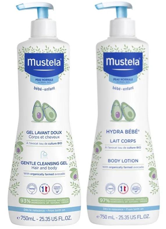 Mustela Gel Dermo Detergente 750 ml + Hydra Baby Milk 750 ml