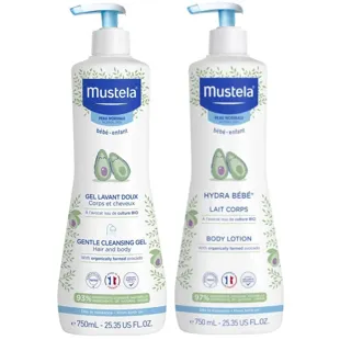 Mustela Gentle Bath Gel 750 ml + Hydra-Bebé Body Milk 750 ml