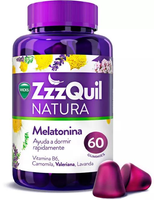 ZzzQuil NATURA Melatonina 1mg y Valeriana Dormir 60 Gummies