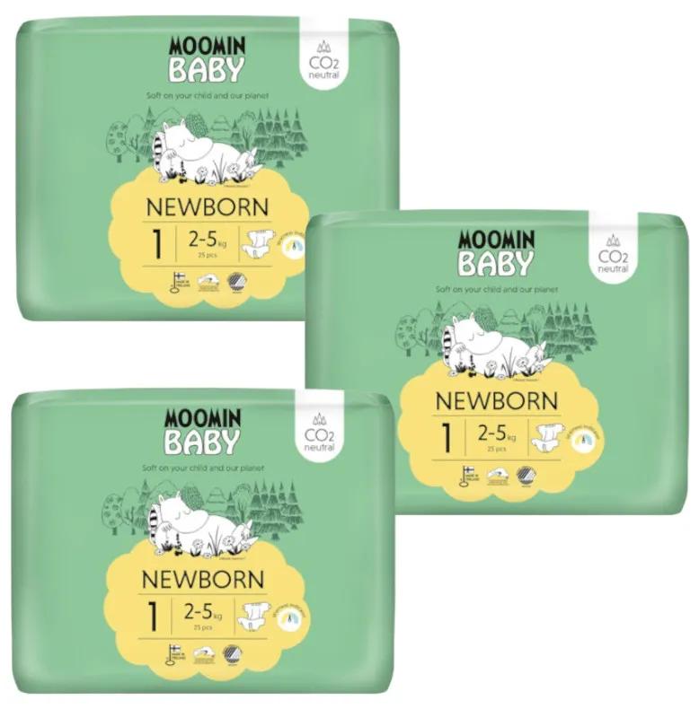 Moomin babyluiers maat 1 (2-5 kg) 3x25 eenheden