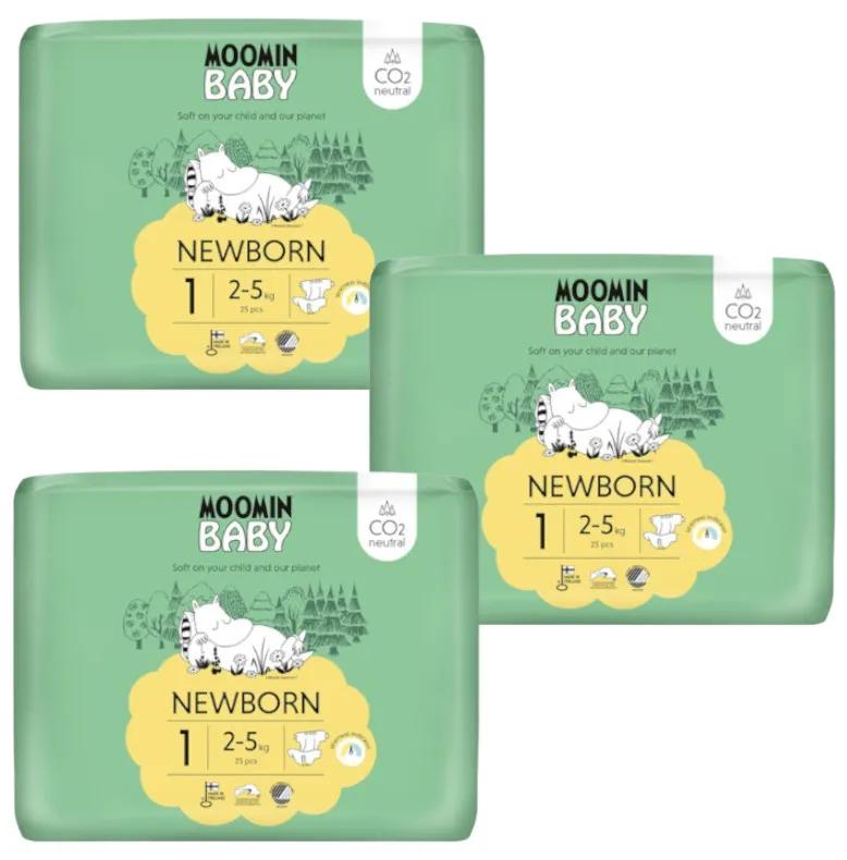 Moomin Baby Diapers Size 1 (2-5 Kg) 3x25 units