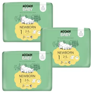 Mumin-Babywindeln Größe 1 (2–5 kg), 3 x 25 Einheiten