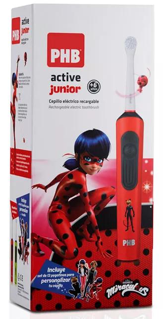 PHB Escova Elétrico Active Junior +6a Ladybug Recarregável Vermelho