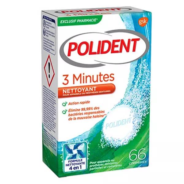 Polident Comprimidos Limpiadores 3 Minutos 66 Comprimidos