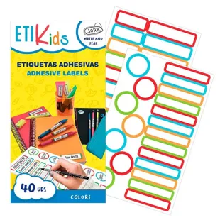 Etikids Adhesive Labels for Objects Colors 40Uds