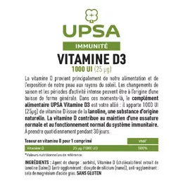 UPSA Vitamine D3 1000 UI 30 comprimés