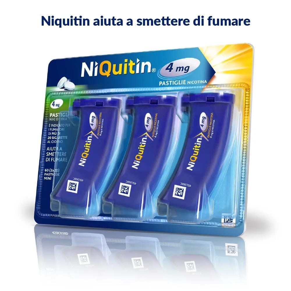 NiQuitin 4 mg Nicotina Mini Pastiglie Per Smettere di Fumare Gusto Menta 3 Astucci