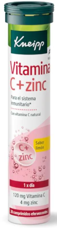 Kneipp Vitamine C + Zinc Système Immunitaire Citron 20 Comprimés Effervescents