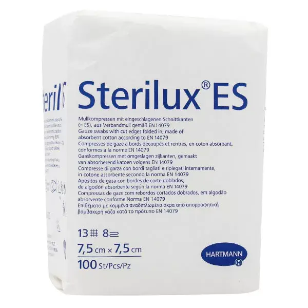 Hartmann Sterilux® ES Compresse de Gaze Hydrophile Non Stérile 7,5 x 7,5cm 100 unités
