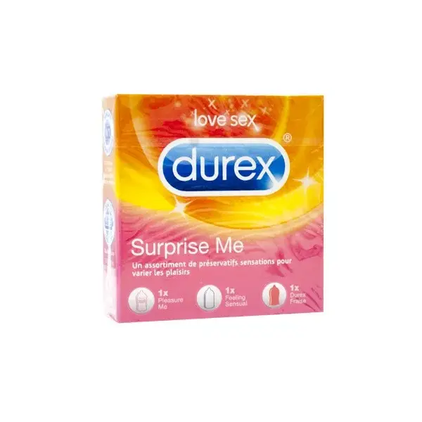 3 preservativos Durex sorpresa Me caja