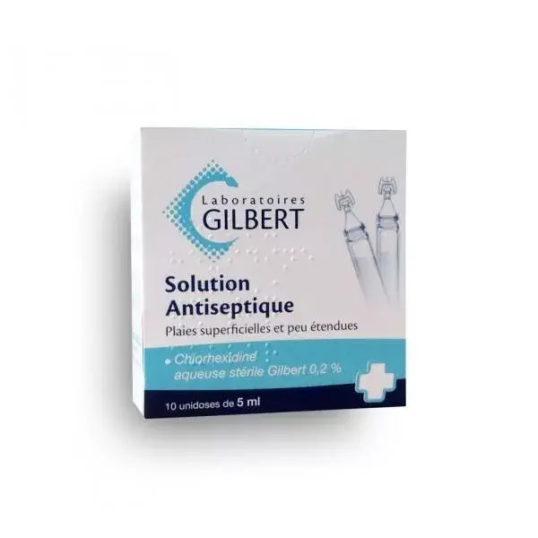 Gilbert solución antiséptica clorhexidina acuosa estéril 0.2% 10 monodosis