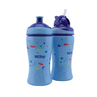 Nûby Preschool Flip-It Cup Set +12m 360 ml + Free Flow Pop-Up Cup +18m 360 ml Blue