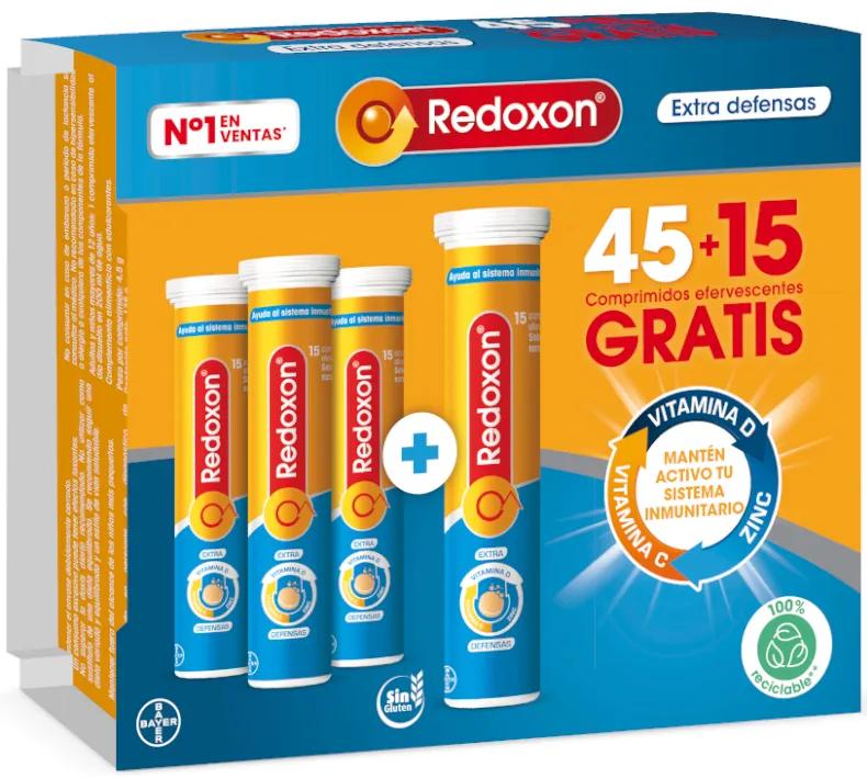 Redoxon Extra Défenses Vit. Comprimés effervescents D, C et Zinc 45+15 Orange