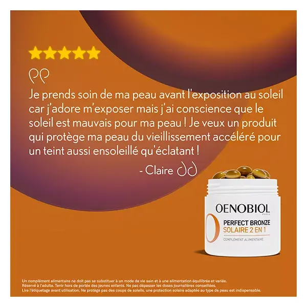 Oenobiol Perfect Bronze Solaire 2en1 Autobronzant & Préparateur solaire 60 cps