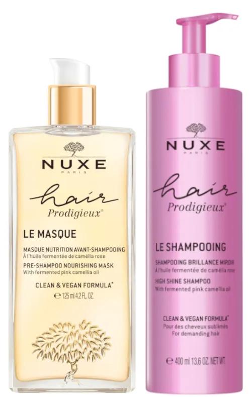 Nuxe Hair Prodigieux Sublime Shine Shampoo 400 ml + Nutrition Pre-Shampoo Mask 125 ml