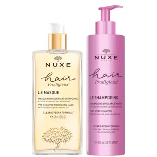 Nuxe Hair Prodigieux Champú Brillo Sublime 400 ml + Mascarilla Nutrición Pre-champú 125 ml