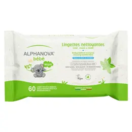 Alphanova Bébé Lingettes Epaisses Extra Douces Biodégradables 60 unités